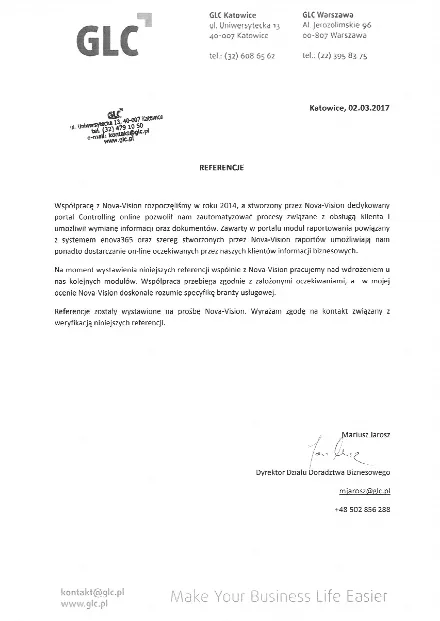 List referencyjny od GLC